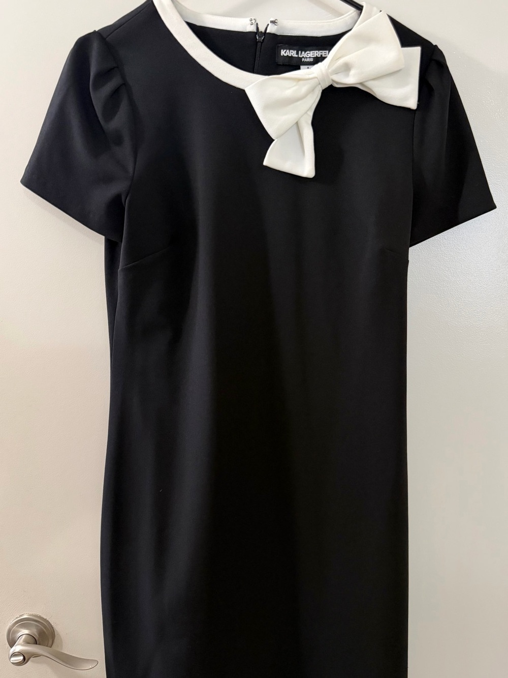 Karl Lagerfeld Black Mini Dress with White Bow Collar
